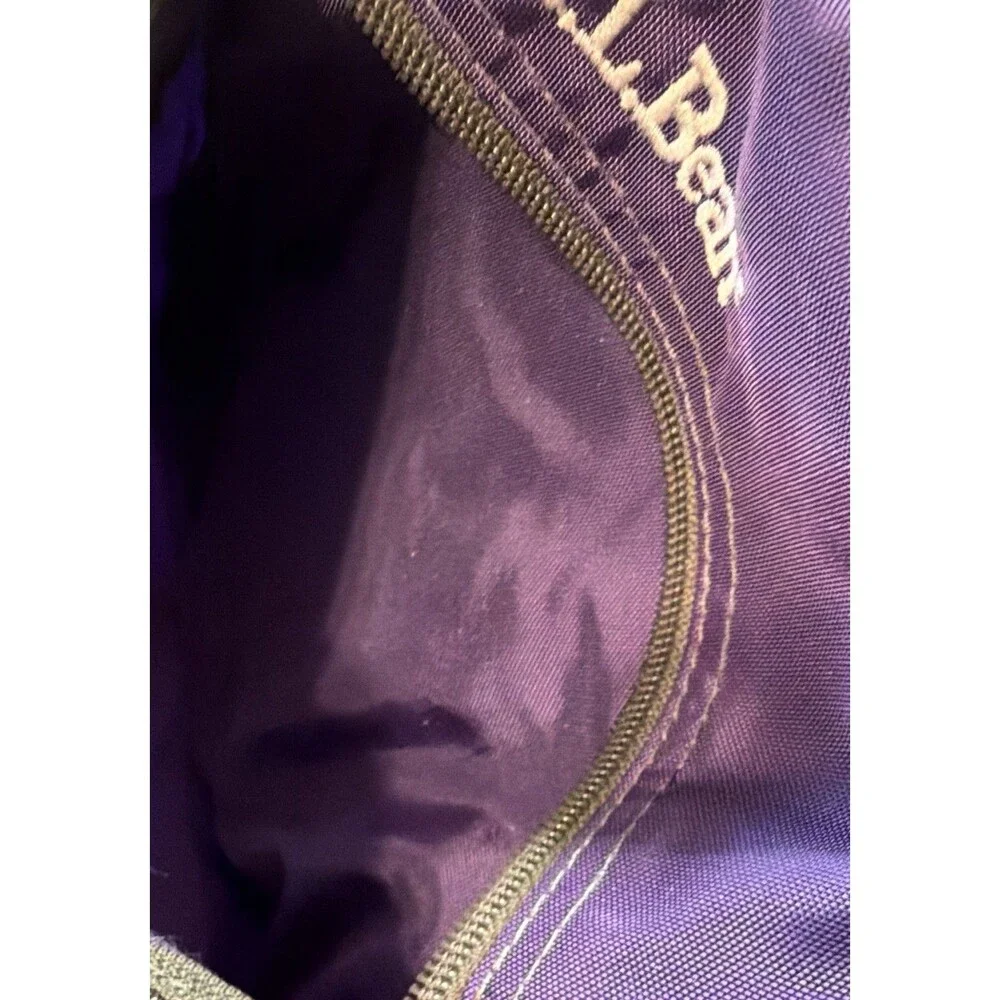 LL Bean Deluxe Book Pack Backpack Purple Grey Reflective Trim School Travel Bag